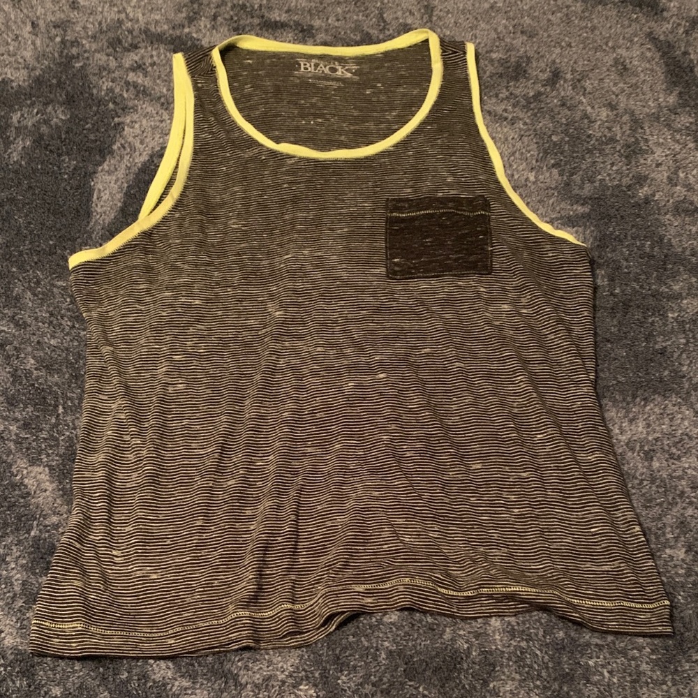 Buckle Black Striped Tee with Yellow Trim